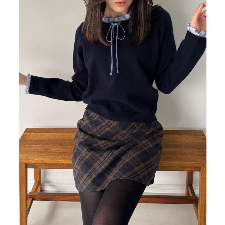 フリルレイヤードニットプルオーバー  | JUNOAH | 詳細画像6 