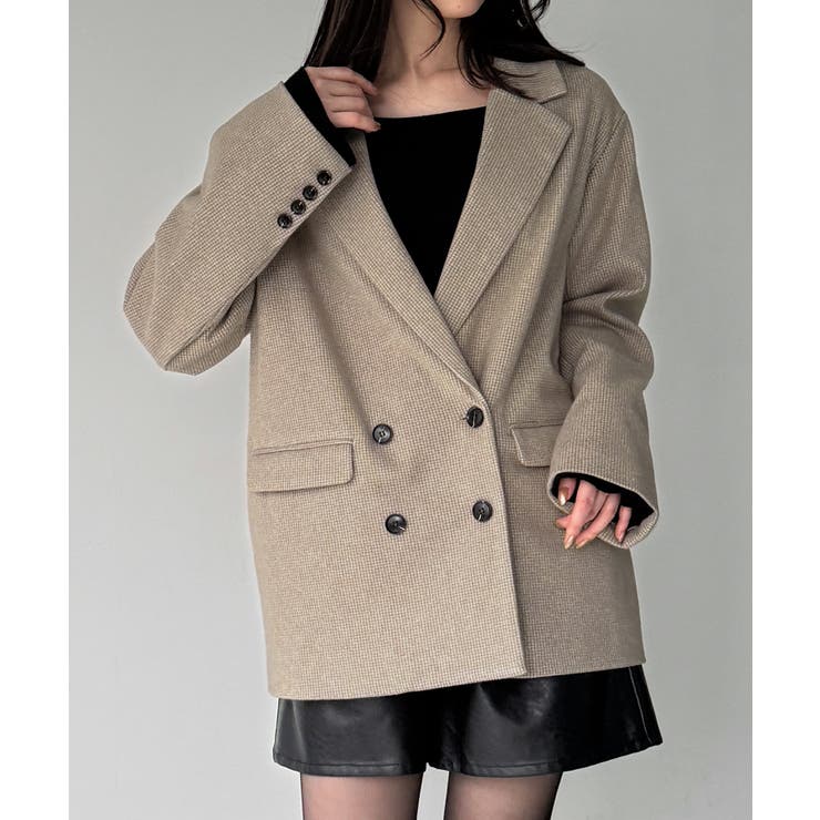 チェック柄ジャケットコート | JUNOAH | 詳細画像15 