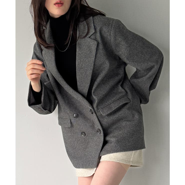 チャコール | チェック柄ジャケットコート | JUNOAH