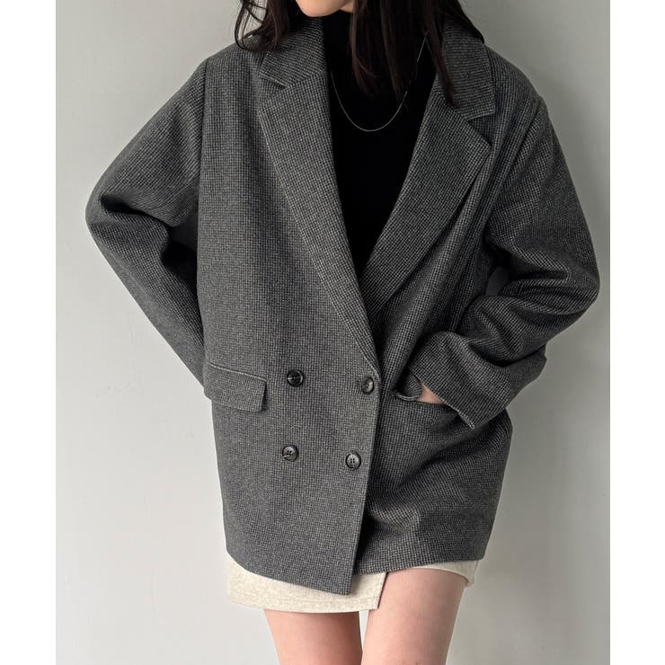 チェック柄ジャケットコート | JUNOAH | 詳細画像8 