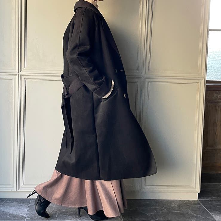 スエード調ダブルチェスターコート[品番：AMTW0002762]｜JUNOAH