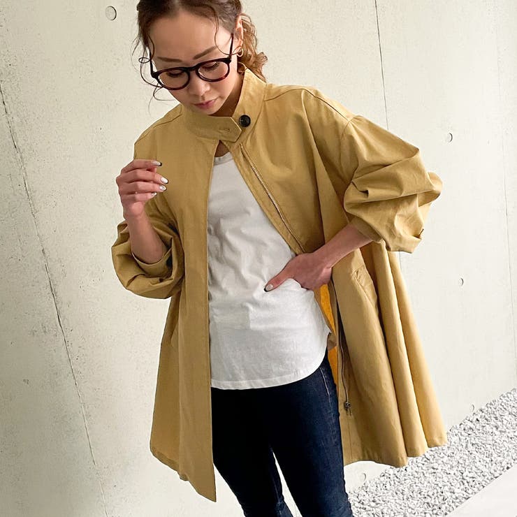 スタンドカラーフレアショートコート[品番：AMTW0003060]｜JUNOAH