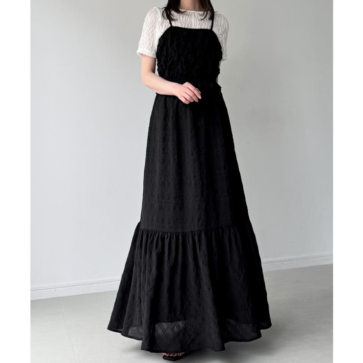 ブラック | シャーリングベアキャミワンピース | JUNOAH