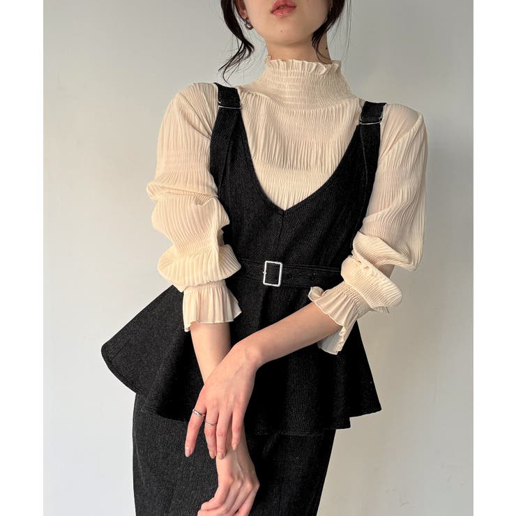 デニムVネックペプラムキャミワンピース | JUNOAH | 詳細画像16 