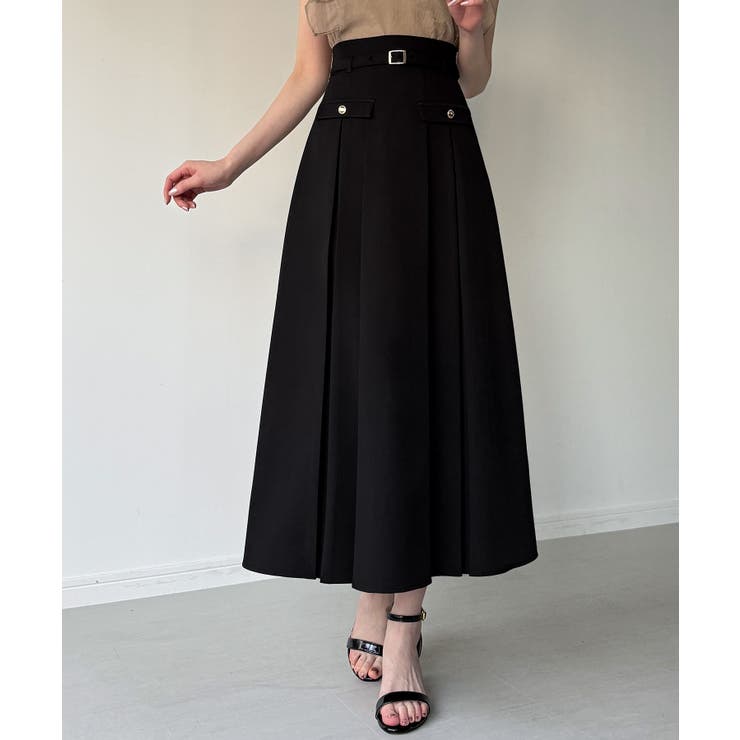 ベルト付きボックスプリーツミディスカート | JUNOAH | 詳細画像4 