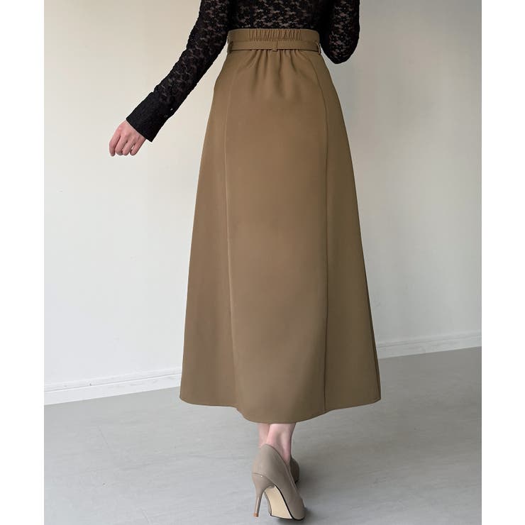 ベルト付きボックスプリーツミディスカート | JUNOAH | 詳細画像9 