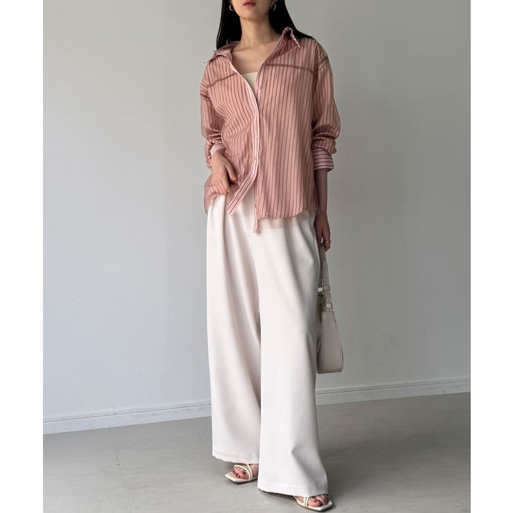 チュールレイヤードストライプシャツ | JUNOAH | 詳細画像15 