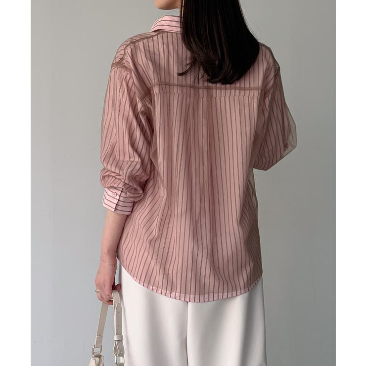 チュールレイヤードストライプシャツ | JUNOAH | 詳細画像17 