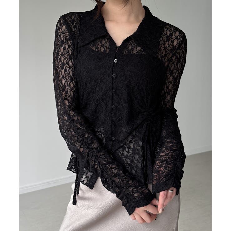 カットレースポロ衿カーディガン | JUNOAH | 詳細画像2 