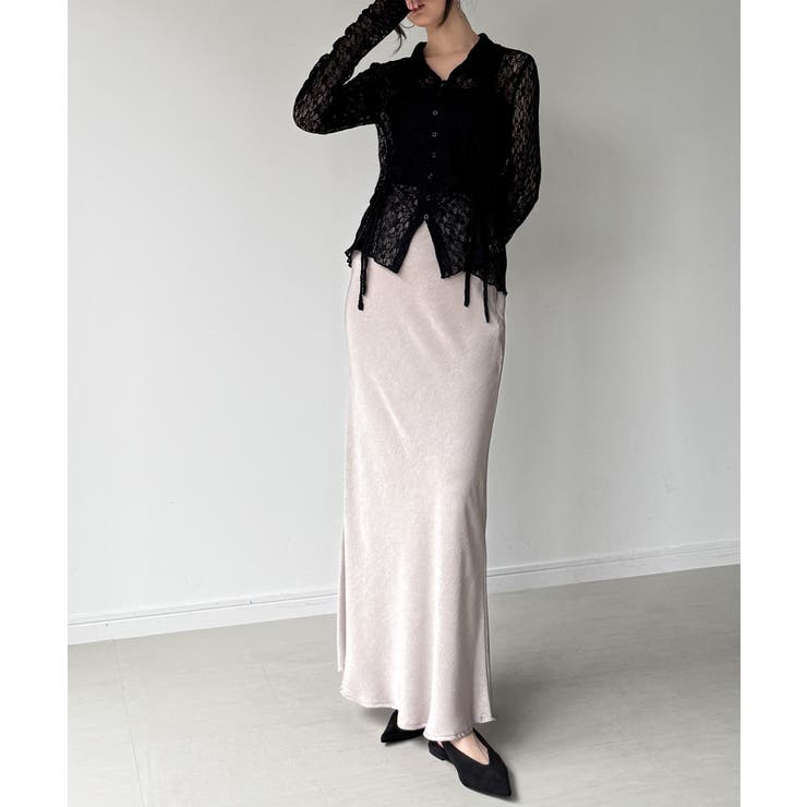 カットレースポロ衿カーディガン | JUNOAH | 詳細画像3 