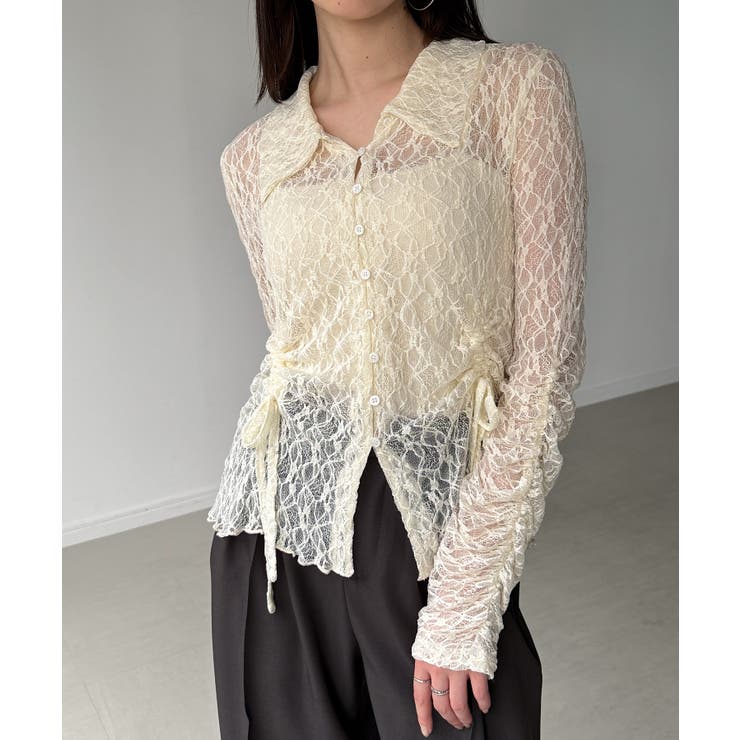 カットレースポロ衿カーディガン | JUNOAH | 詳細画像9 