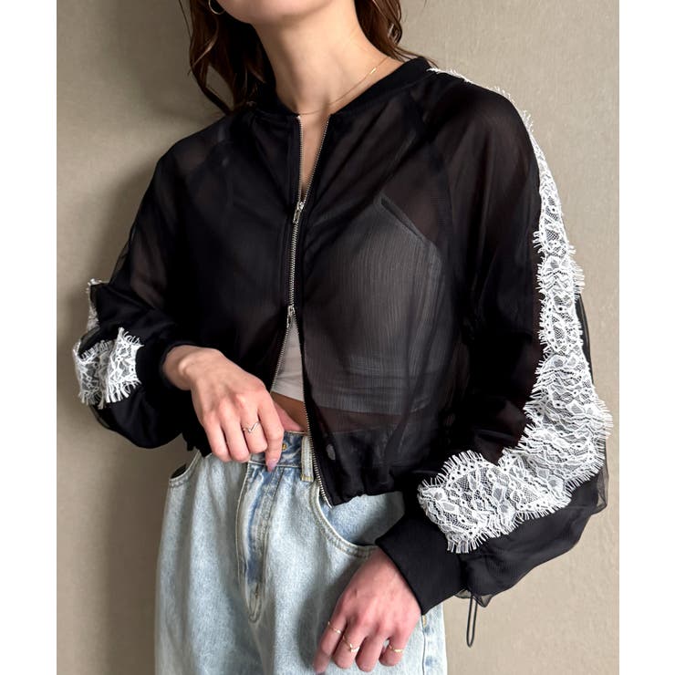 レースラインシアーブルゾン[品番：AMTW0012239]｜JUNOAH