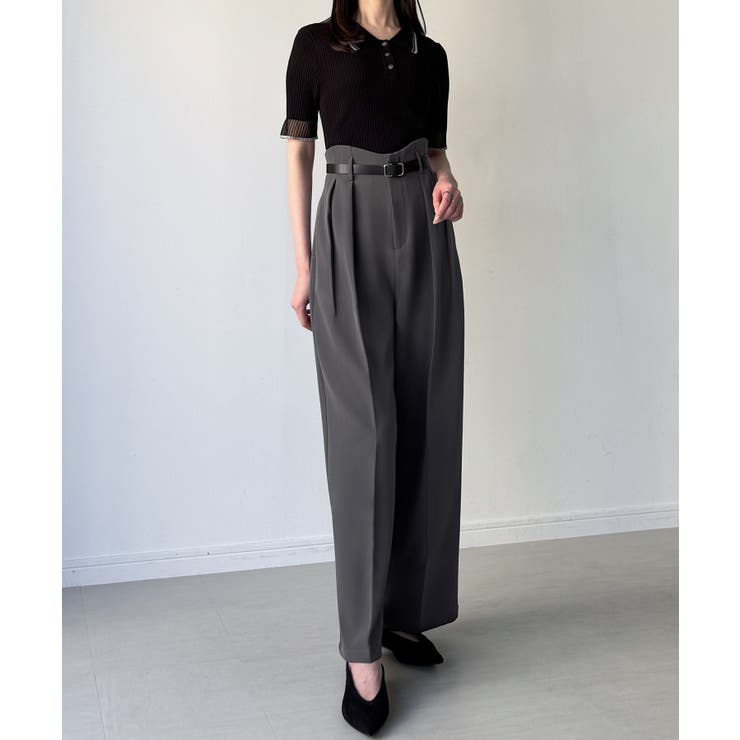 ウェーブハイウエストツータックワイドパンツ | JUNOAH | 詳細画像11 