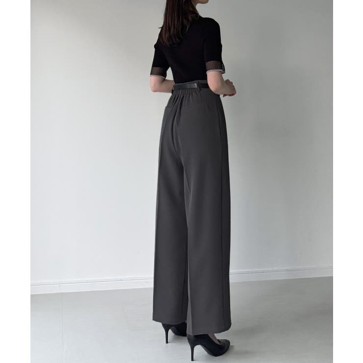 ウェーブハイウエストツータックワイドパンツ | JUNOAH | 詳細画像12 