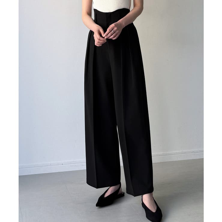 ウェーブハイウエストツータックワイドパンツ | JUNOAH | 詳細画像6 