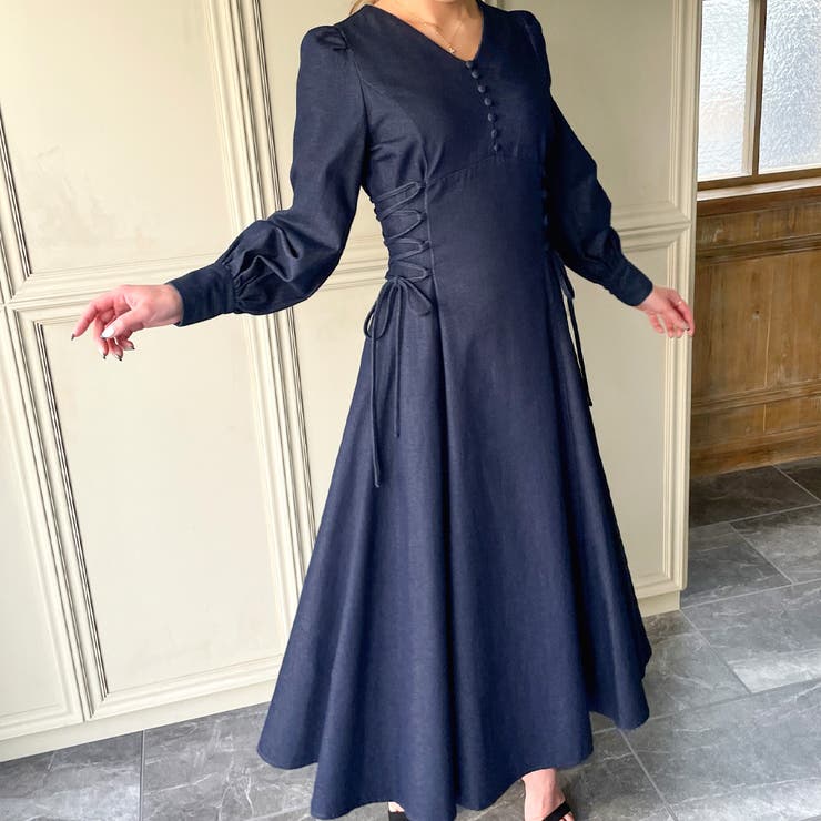 ◆FASHION NOVA◆デニム サイド レースアップ ワンピース★ サイドレースアップワンピ | レディース服・レディース