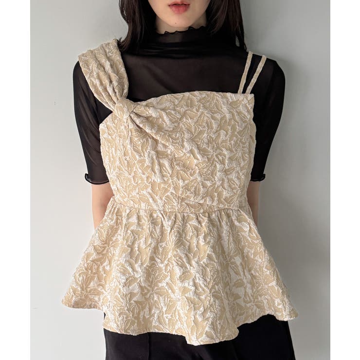 アイボリー | ビッグリボンジャガードキャミソール | JUNOAH