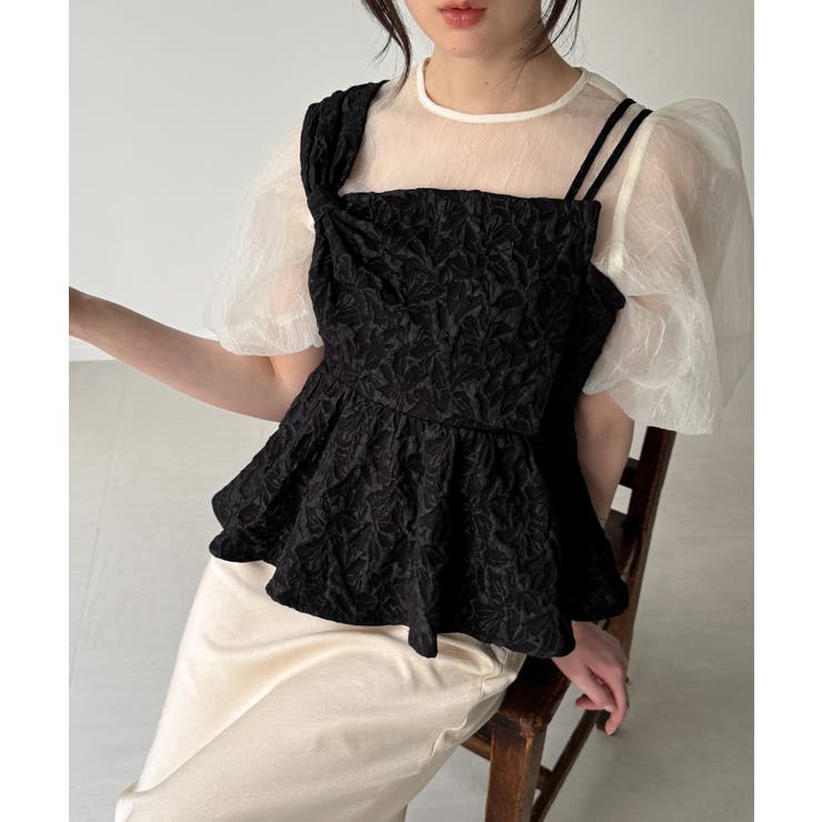 ビッグリボンジャガードキャミソール | JUNOAH | 詳細画像4 