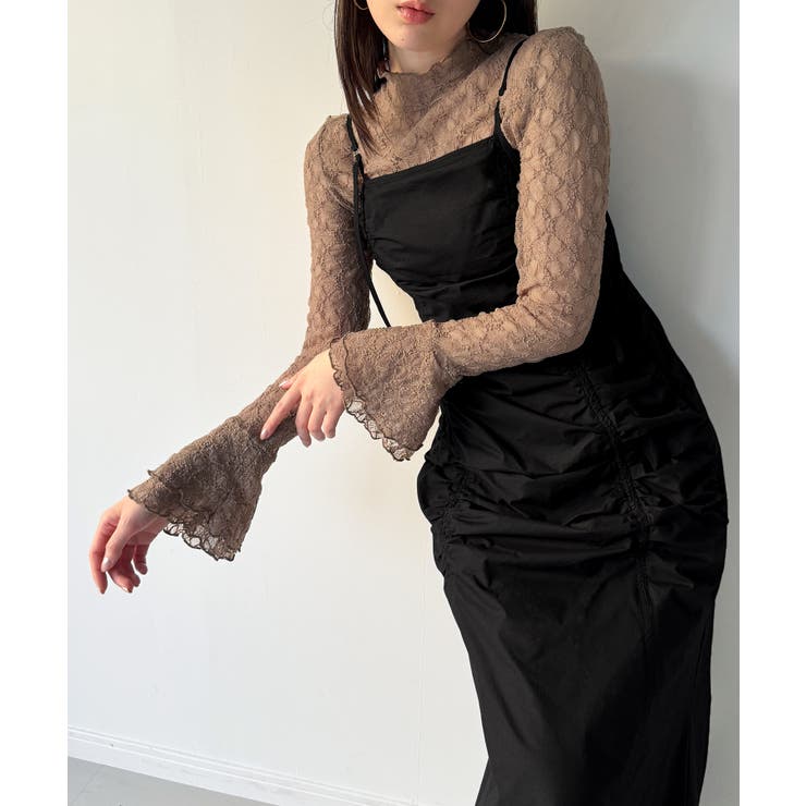 （裏地無し）マーメイドワンピースレーストップスセット | JUNOAH | 詳細画像13 