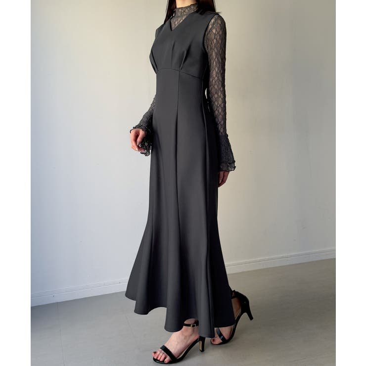 （裏地無し）マーメイドワンピースレーストップスセット | JUNOAH | 詳細画像15 