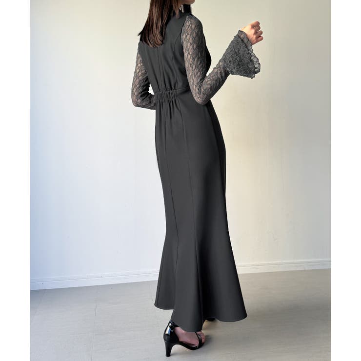 （裏地無し）マーメイドワンピースレーストップスセット | JUNOAH | 詳細画像18 