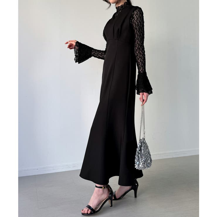 （裏地無し）マーメイドワンピースレーストップスセット | JUNOAH | 詳細画像2 