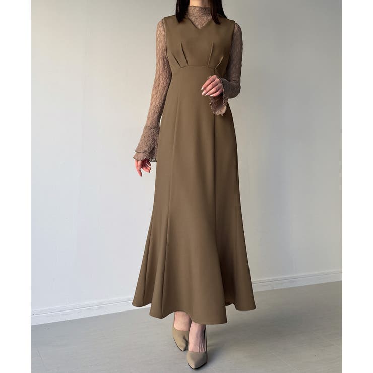 （裏地無し）マーメイドワンピースレーストップスセット | JUNOAH | 詳細画像8 