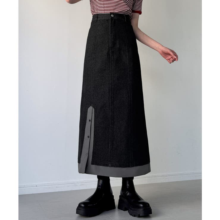 異素材ドッキングデニムスカート | JUNOAH | 詳細画像12 