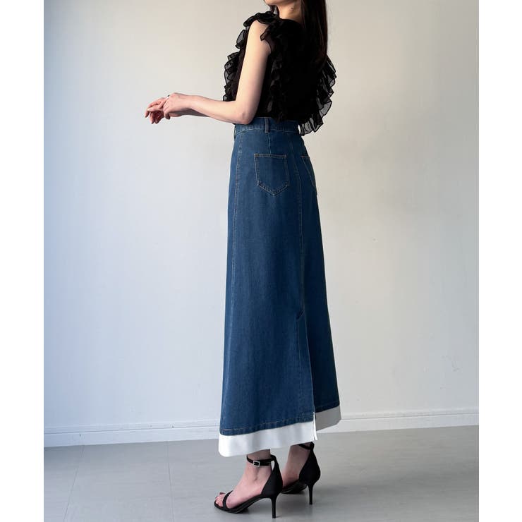 異素材ドッキングデニムスカート | JUNOAH | 詳細画像3 