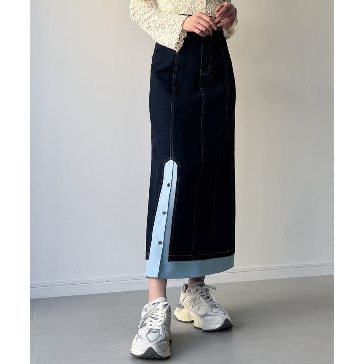 異素材ドッキングデニムスカート | JUNOAH | 詳細画像5 