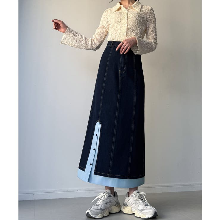 異素材ドッキングデニムスカート | JUNOAH | 詳細画像7 