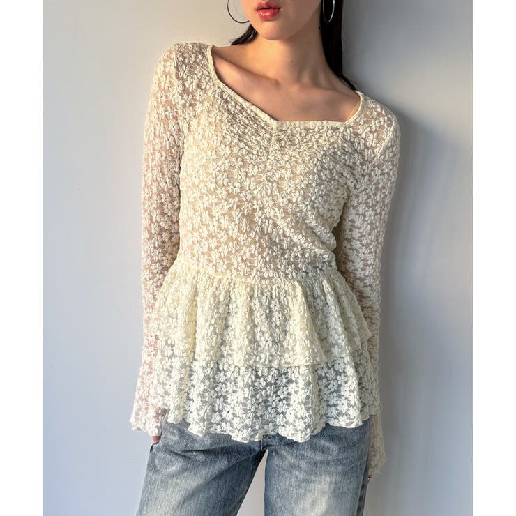 カットレースペプラムトップス | JUNOAH | 詳細画像2 