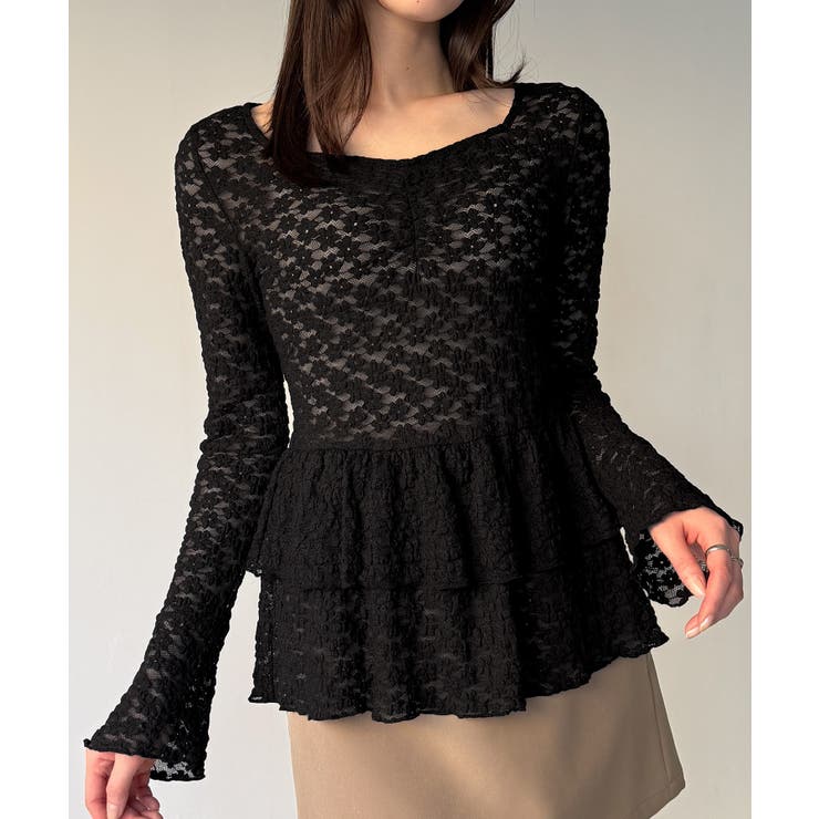 カットレースペプラムトップス | JUNOAH | 詳細画像7 