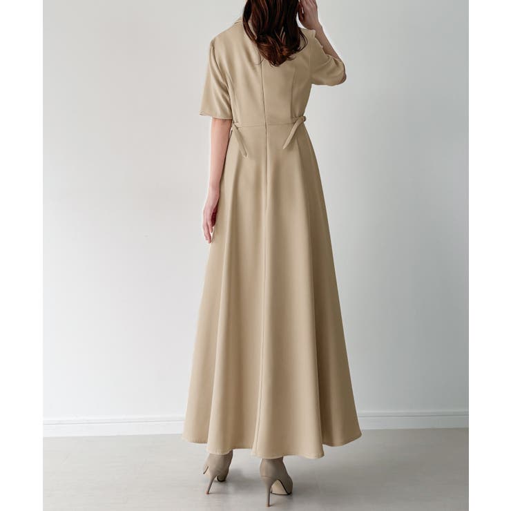 サイドベルト半袖テーラードフレアワンピース | JUNOAH | 詳細画像12 