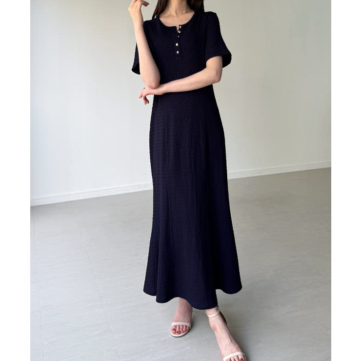 ヘンリーネックストレッチジャガードワンピース | JUNOAH | 詳細画像5 
