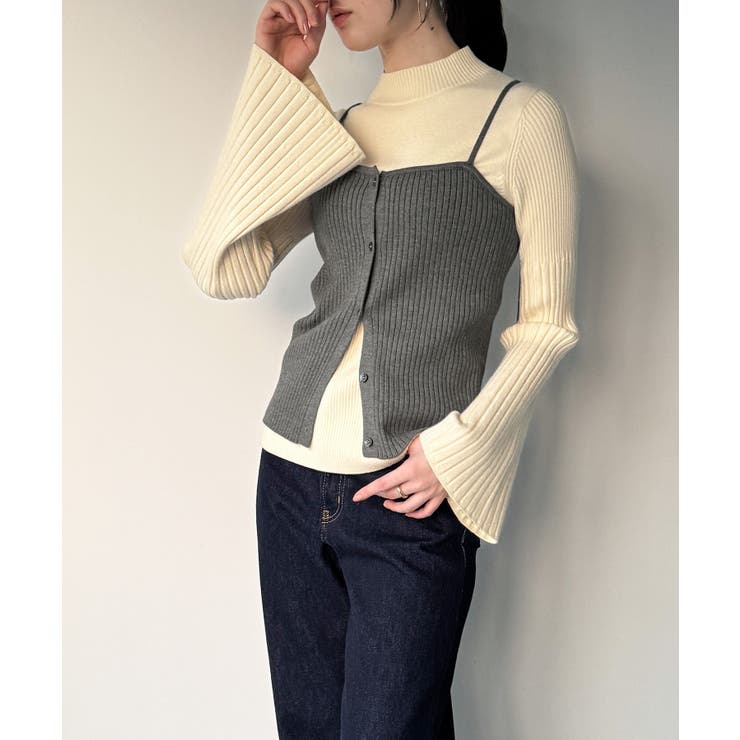 釦ニットビスチェ＋クルーネックリブニットset | JUNOAH | 詳細画像7 