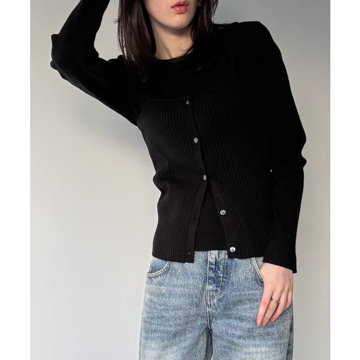 釦ニットビスチェ＋クルーネックリブニットset | JUNOAH | 詳細画像9 