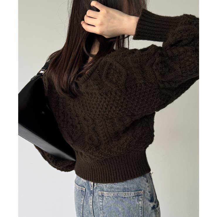 2wayワンショルケーブルショートニット | JUNOAH | 詳細画像10 