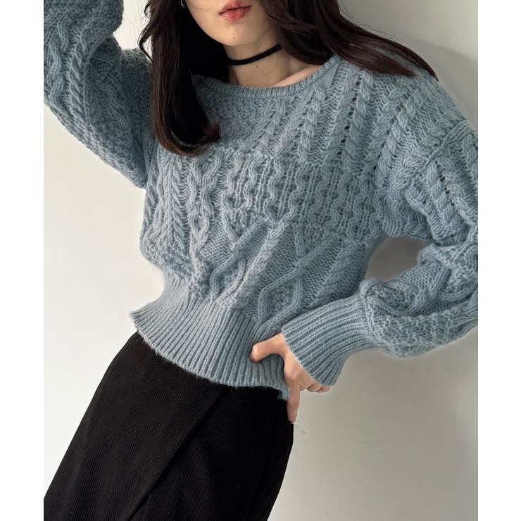 2wayワンショルケーブルショートニット | JUNOAH | 詳細画像13 