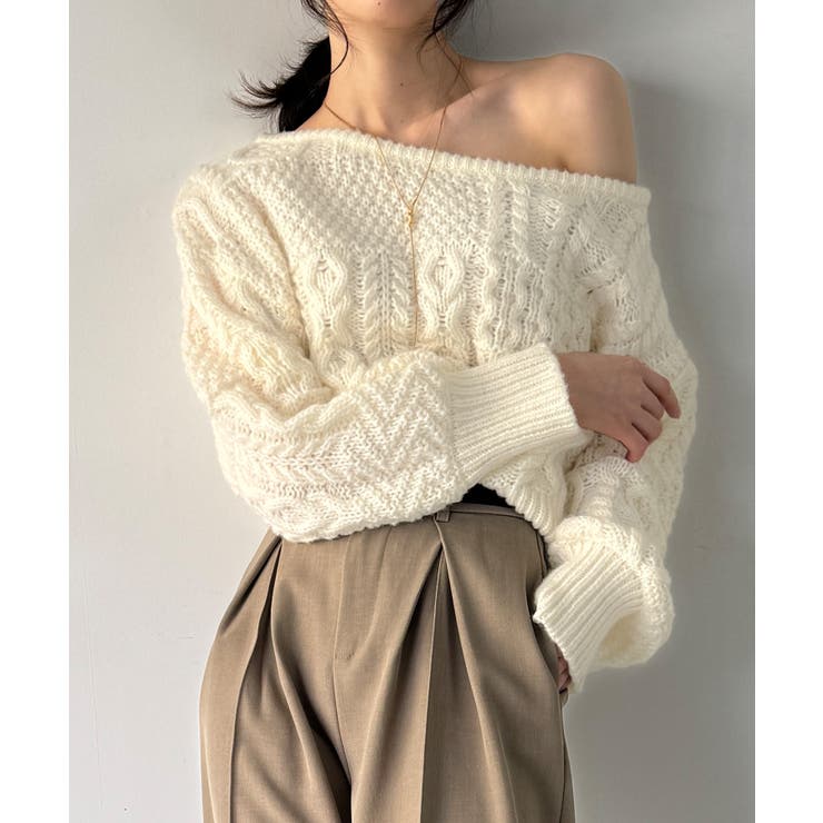 2wayワンショルケーブルショートニット | JUNOAH | 詳細画像3 