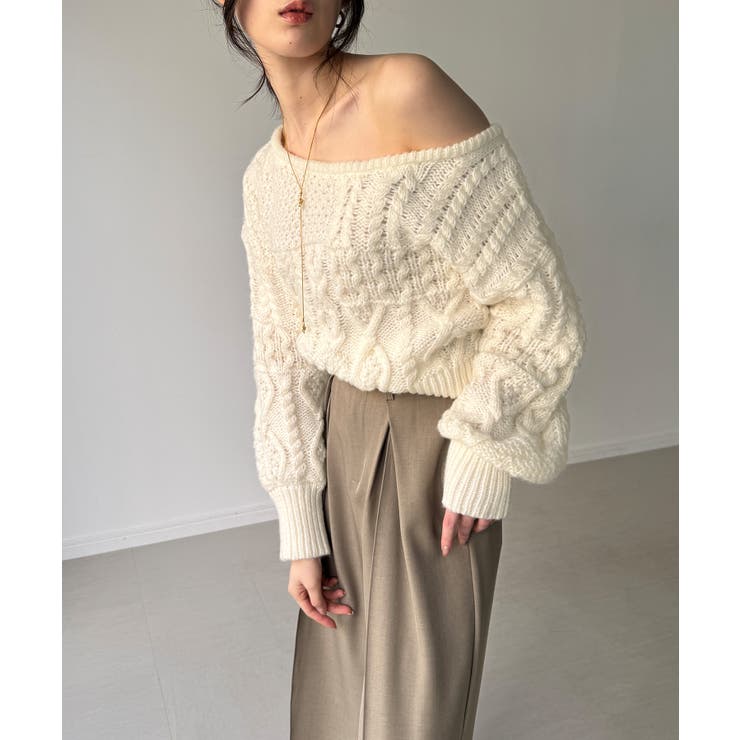 2wayワンショルケーブルショートニット | JUNOAH | 詳細画像6 