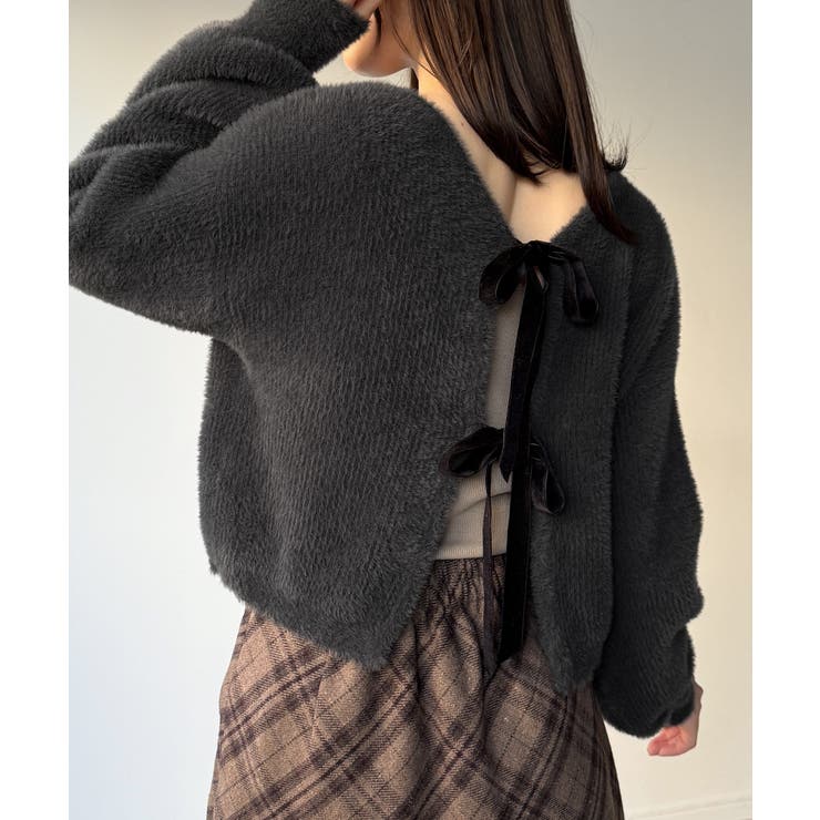 2wayベロアリボンシャギーニットカーディガン | JUNOAH | 詳細画像12 