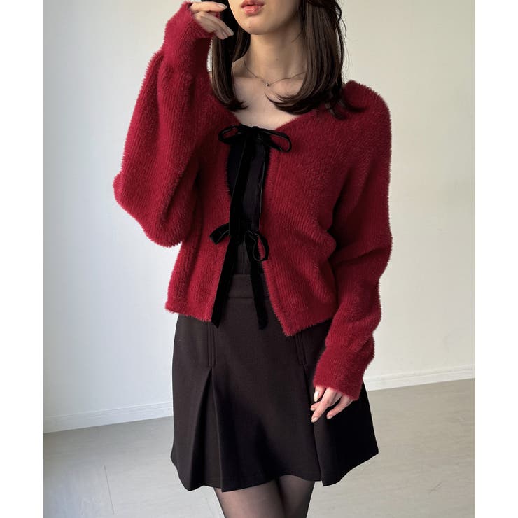 2wayベロアリボンシャギーニットカーディガン | JUNOAH | 詳細画像13 