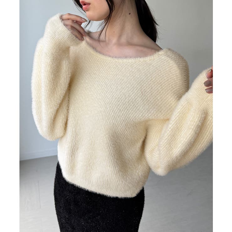 2wayベロアリボンシャギーニットカーディガン | JUNOAH | 詳細画像4 