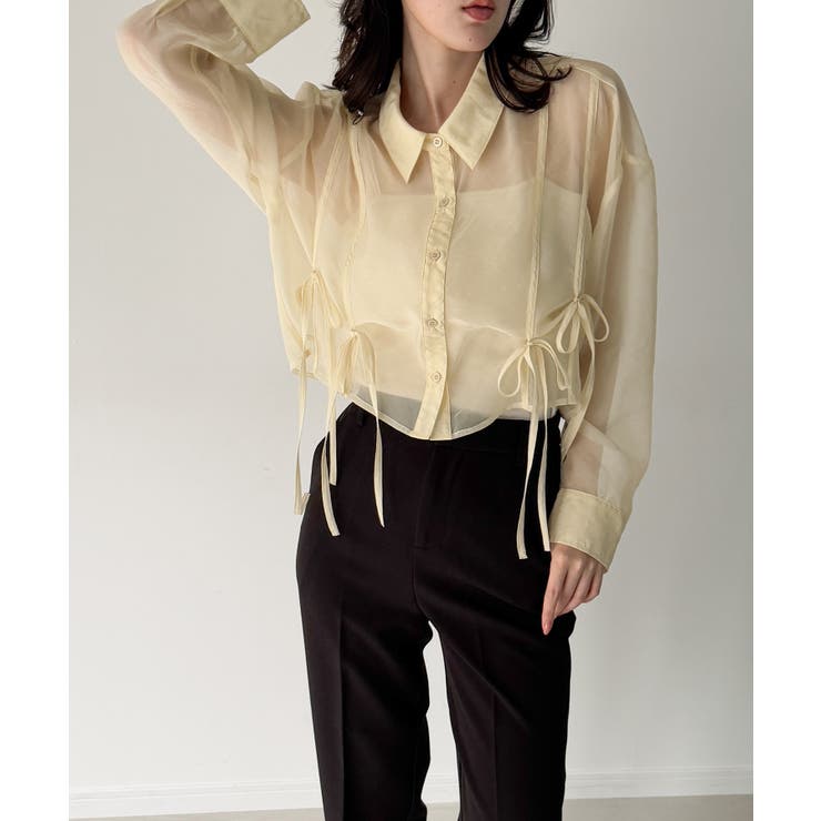 リボンタックシアーシャツ | JUNOAH | 詳細画像10 