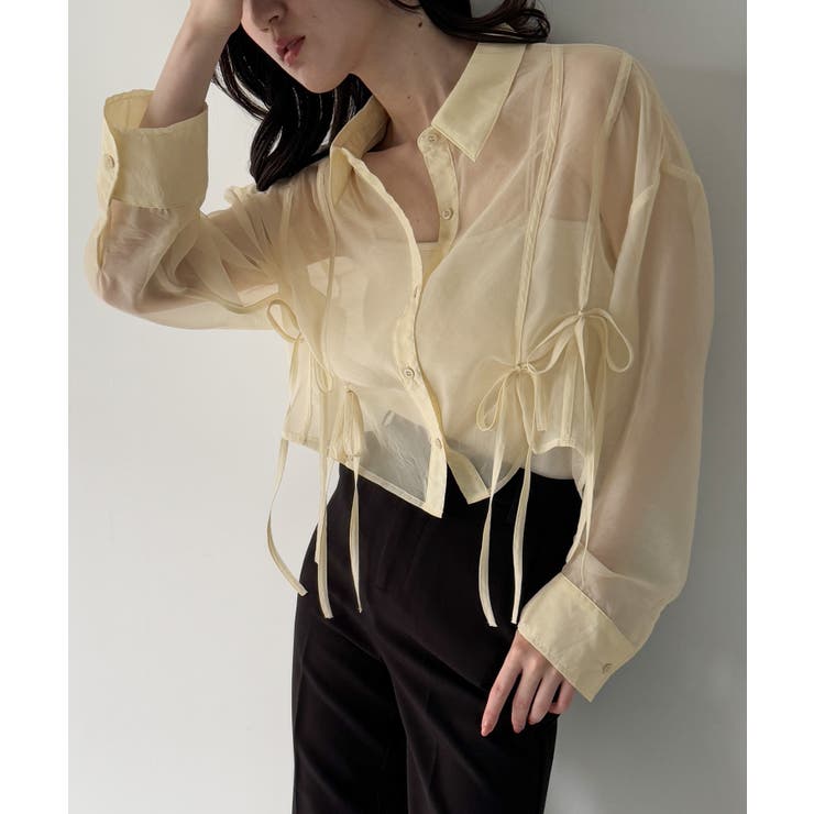 リボンタックシアーシャツ | JUNOAH | 詳細画像13 