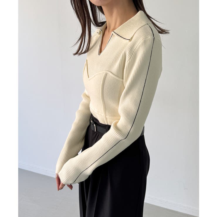 配色ラインビスチェデザインリブニット | JUNOAH | 詳細画像12 