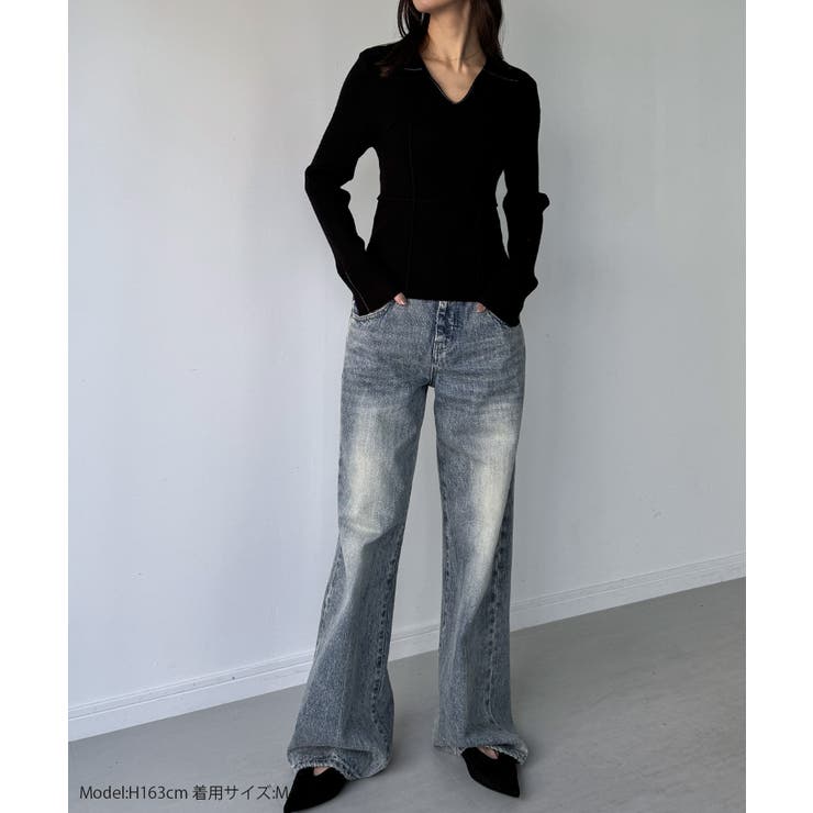 配色ラインビスチェデザインリブニット | JUNOAH | 詳細画像2 