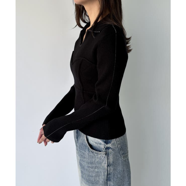 配色ラインビスチェデザインリブニット | JUNOAH | 詳細画像5 