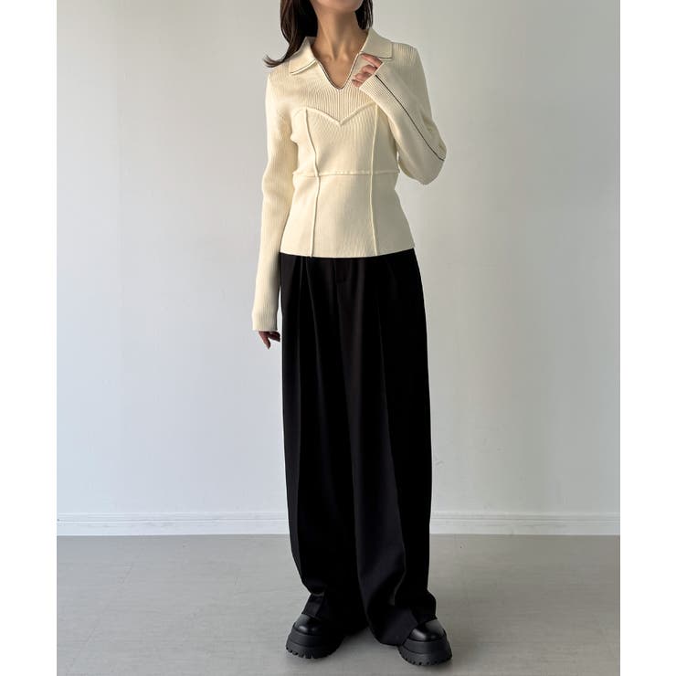 配色ラインビスチェデザインリブニット | JUNOAH | 詳細画像8 